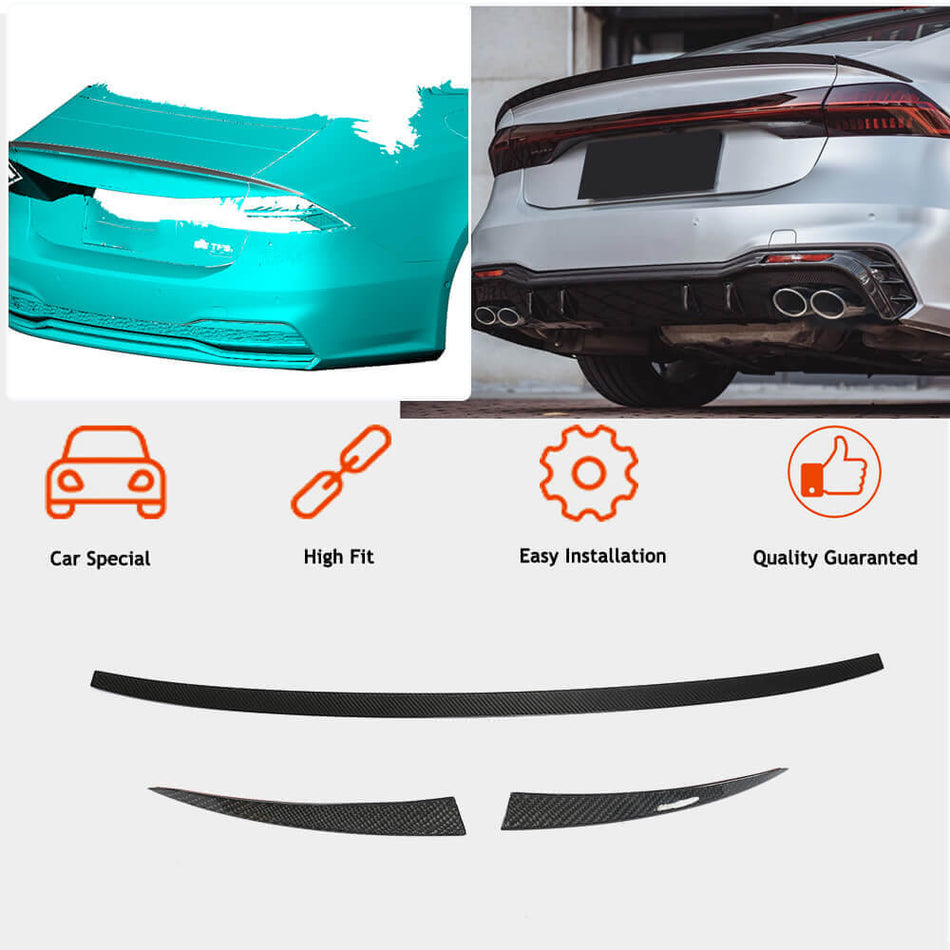 For Audi S7 A7 Quattro C8 RS7 Carbon Fiber Rear Trunk Boot Spoiler Wing Lip