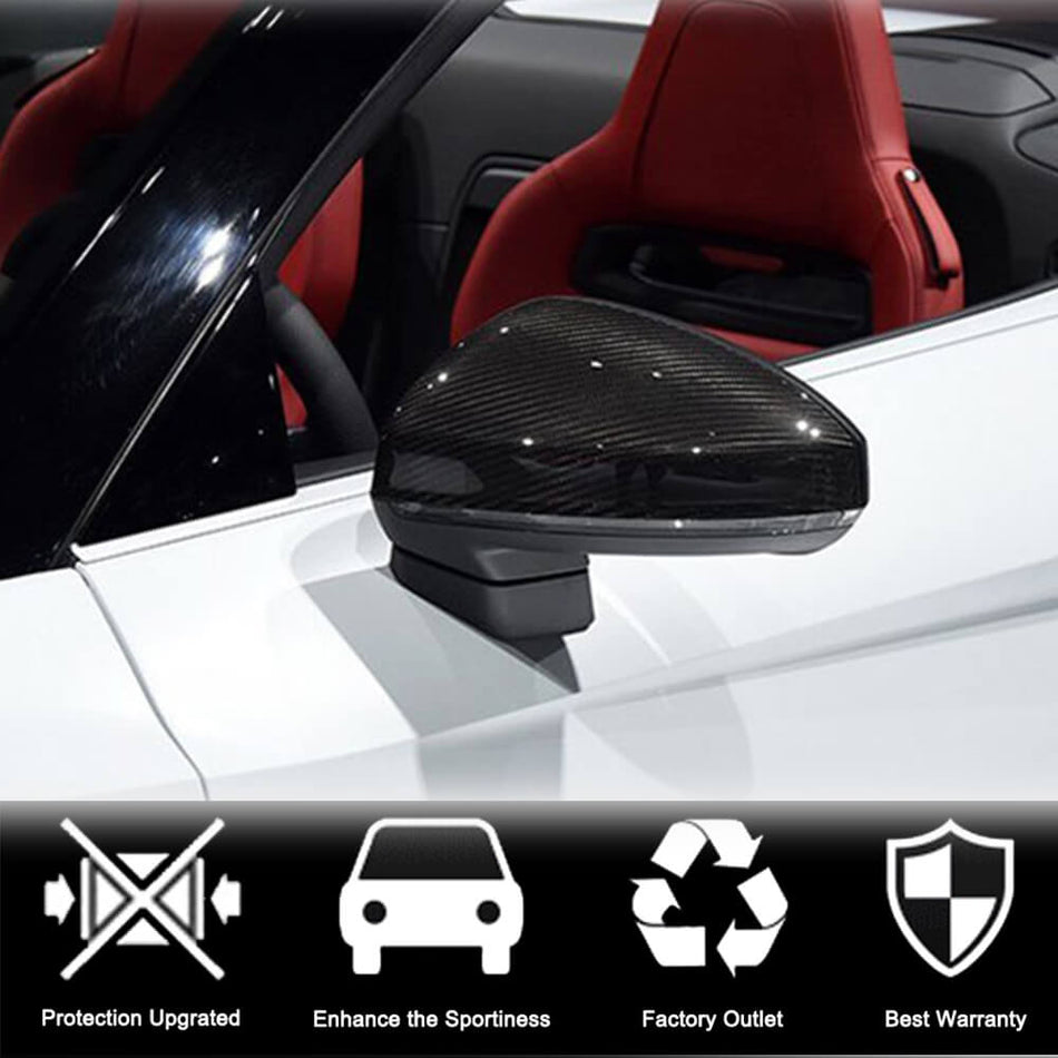 For Audi TT TTS Sline TTRS MK3 8S R8 V10 Replacement Carbon Fiber Side Mirror Cover Caps Pair