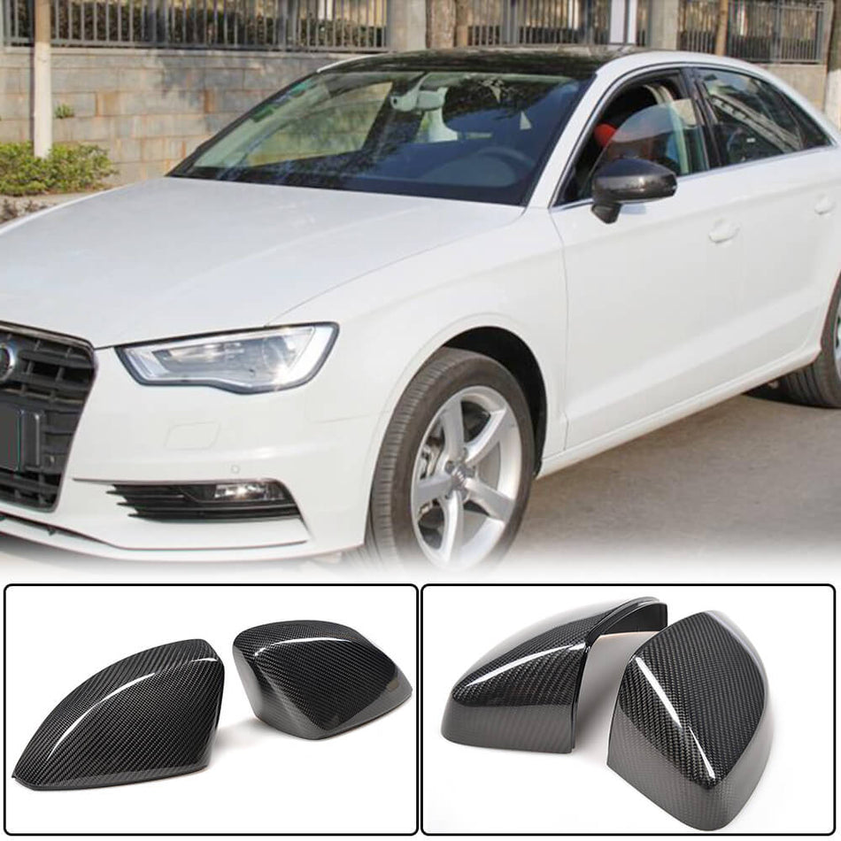 For Audi A3 Sline S3 RS3 8V 8V.5 Carbon Fiber Replacement Side Mirror Cover Caps Pair