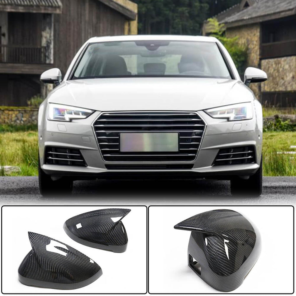 For Audi A4 Sline S4 RS4 A5 B9 Carbon Fiber Replacement Side Mirror Cover Caps Pair LHD