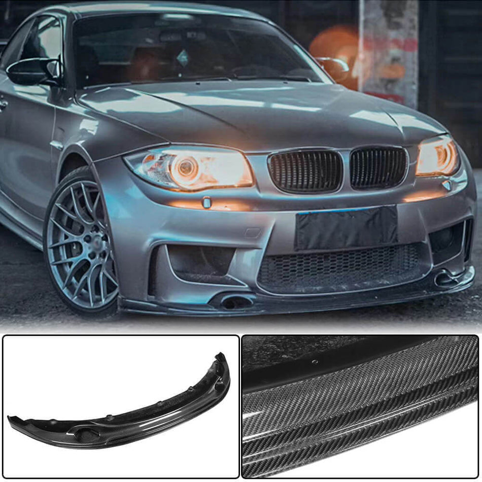 For BMW 1 Series E82 1M  Carbon Fiber Front Bumper Lip Spoiler Wide Body Kit