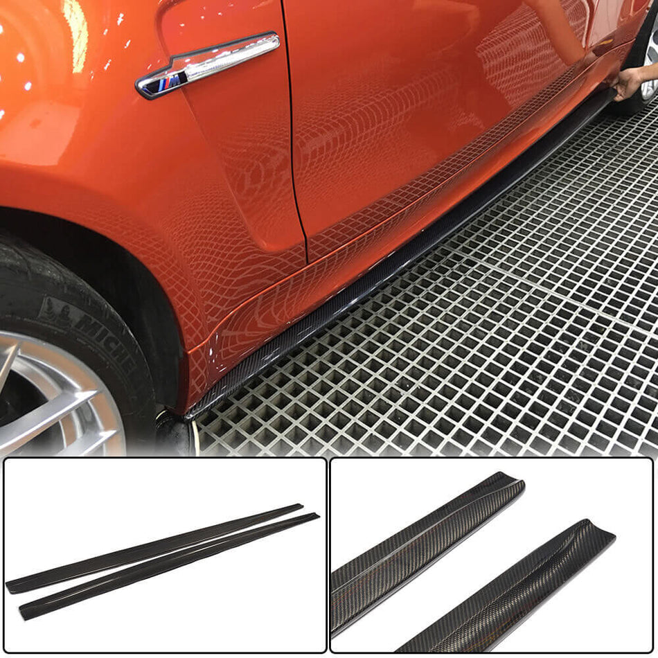 For BMW 1 Series E82 1M Carbon Fiber Side Skirts Door Rocker Panels Extension Lip