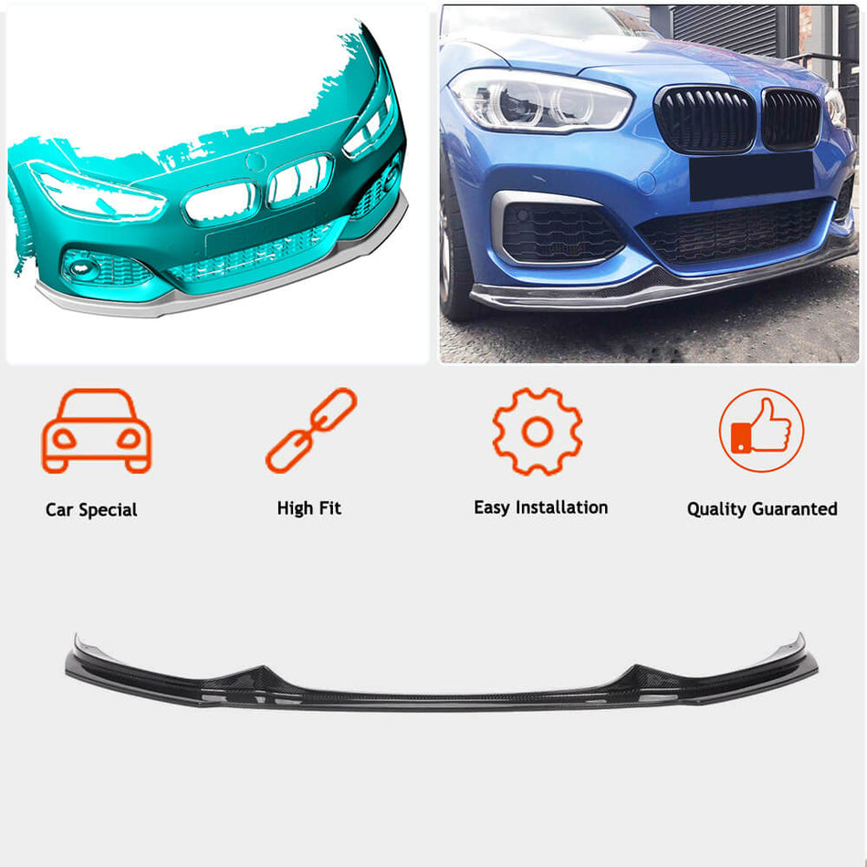 For BMW 1 Series F20 F21 M Sport M135i M140i LCI Carbon Fiber Front Bumper Lip Chin Spoiler Wide Body Kit