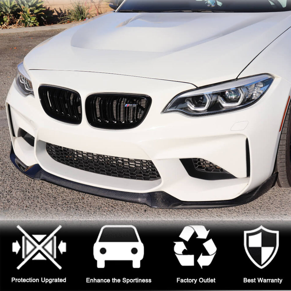 For BMW 2 Series F87 M2 Coupe Carbon Fiber Front Bumper Lip Chin Spoiler Splitter