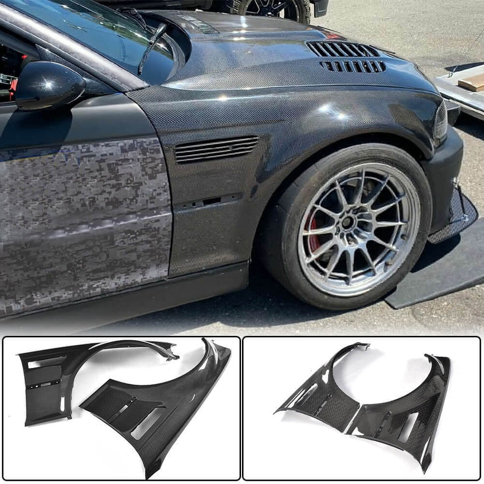 For BMW 3 Series E46 M3 2-Door Carbon Fiber Side Air Fender Vent Canards Cover Widebody Kits