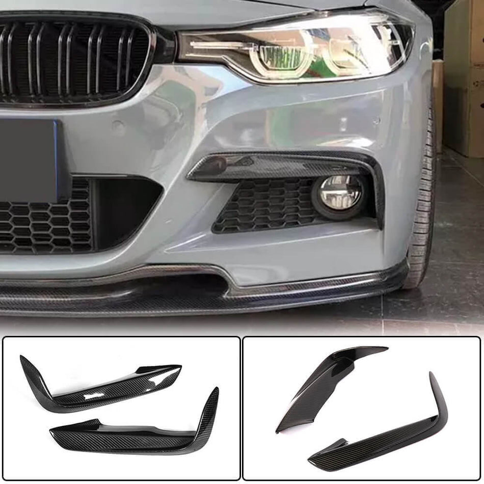 For BMW 3 Series F30 M Sport Carbon Fiber Front Fog Lamp Lights Canard Air Vents | 318i 320i 328i 330i 335i 340i M-tech
