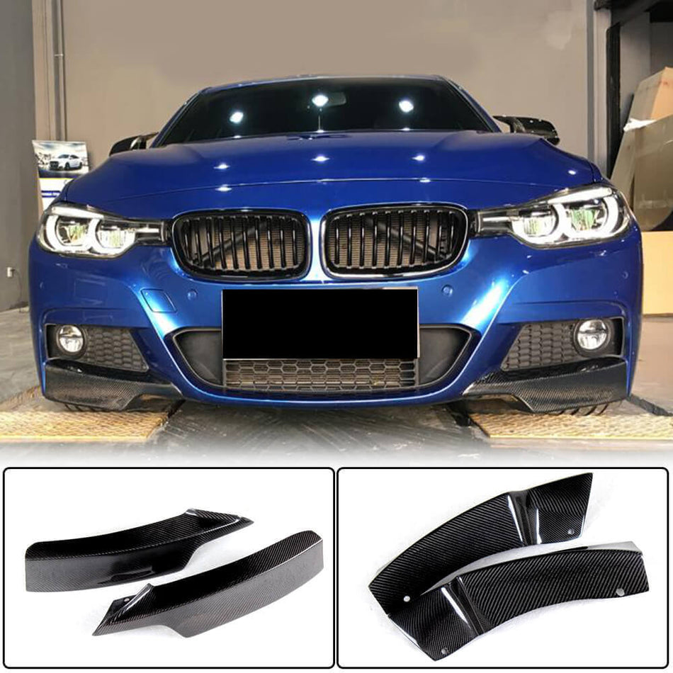 For BMW 3 Series F30 M Sport Carbon Fiber Front Bumper Splitter Cupwing Winglets Vent Flaps | 318i 320i 328i 330i 335i 340i M Tech
