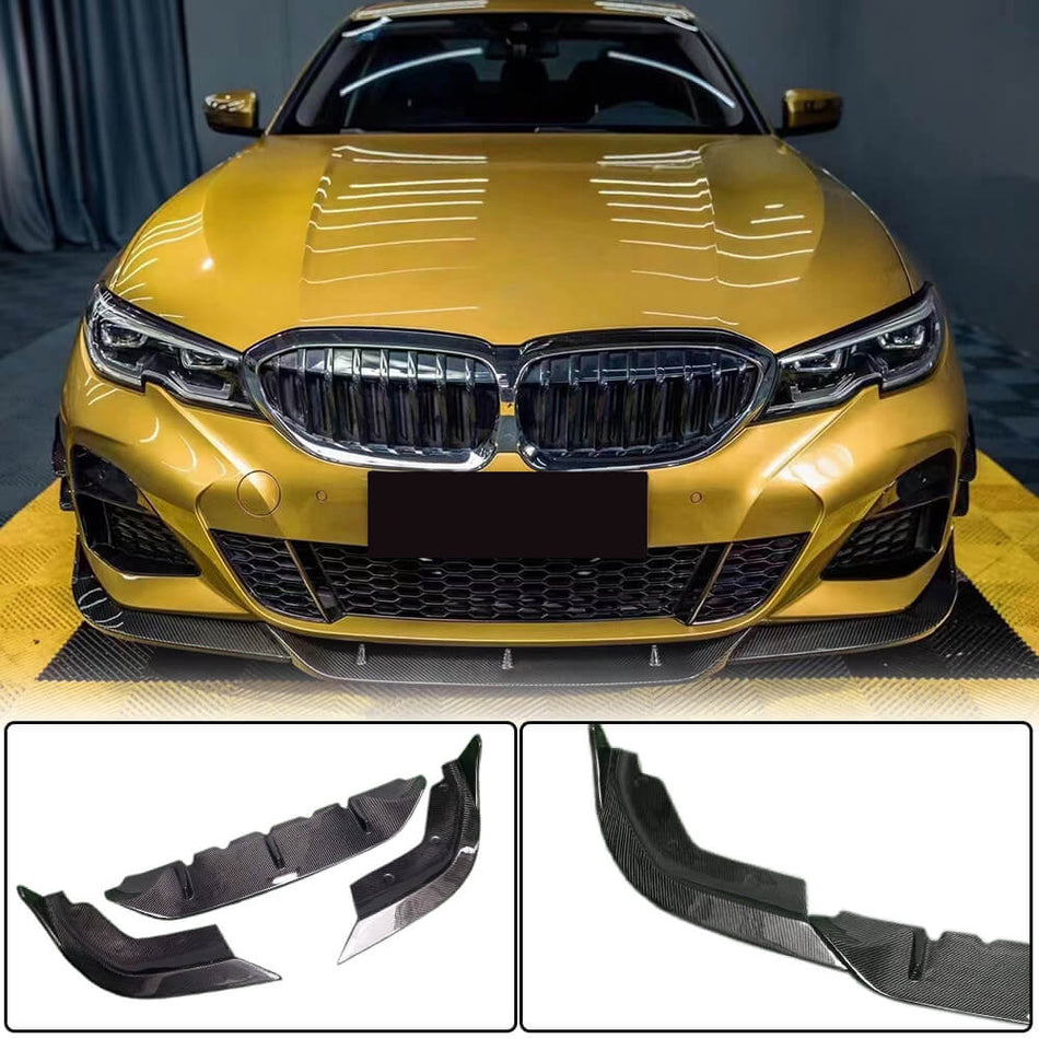 For BMW 3 Series G20 320i 330i M Sport M340i Carbon Fiber Front Bumper Lip Chin Spoiler Splitter