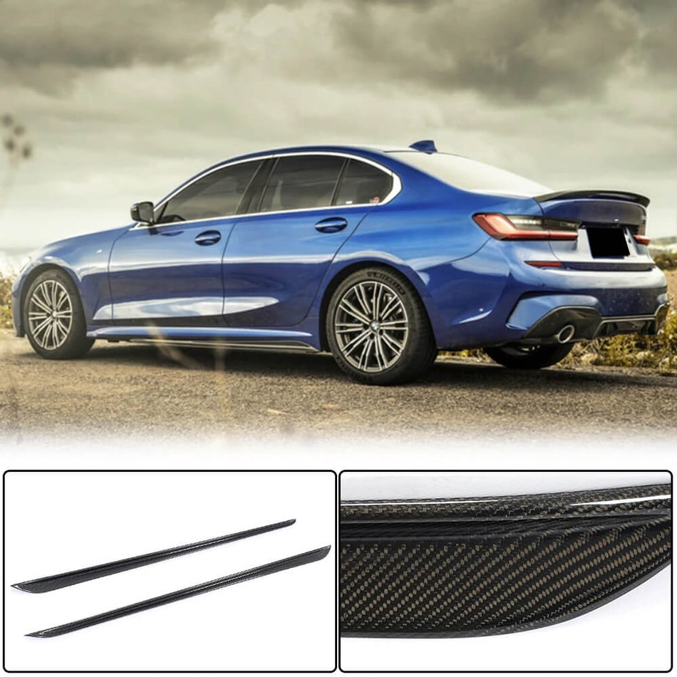 For BMW 3 Series G20 Carbon Fiber Side Skirts Door Rocker Panels Extension Lip | 320i 330i 330e M Sport M340i