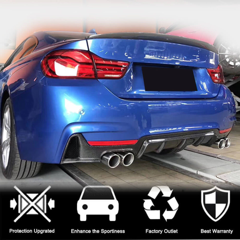 For BMW 4 Series F32 F33 F36 M Sport Carbon Fiber Rear Bumper Diffuser Valance Lip | 420i 428i 430i 435i 440i M-tech