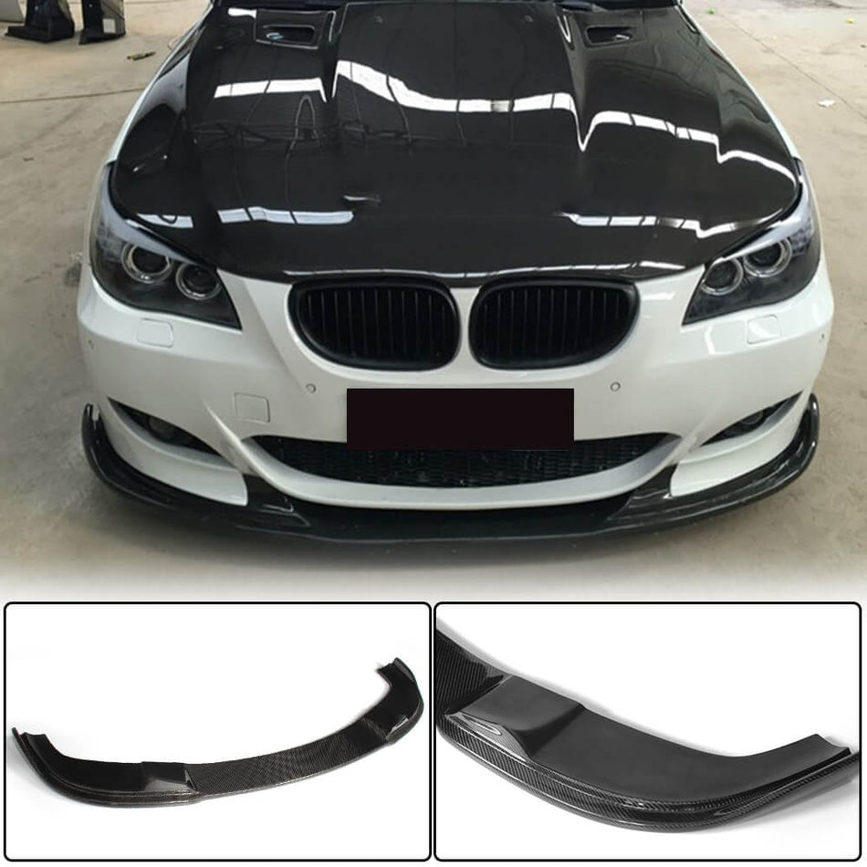 For BMW 5 Series E60 M Sport Carbon Fiber Front Bumper Lip Spoiler Wide Body Kit | 520i 523i 525i 528i 530i 535i 540i 550i M-tech