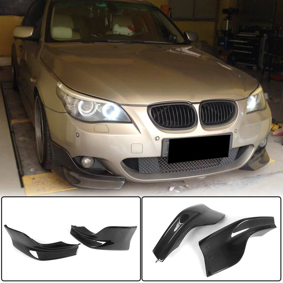 For BMW 5 Series E60 M Sport Carbon Fiber Front Bumper Splitter Cupwing Winglets Canard Flaps