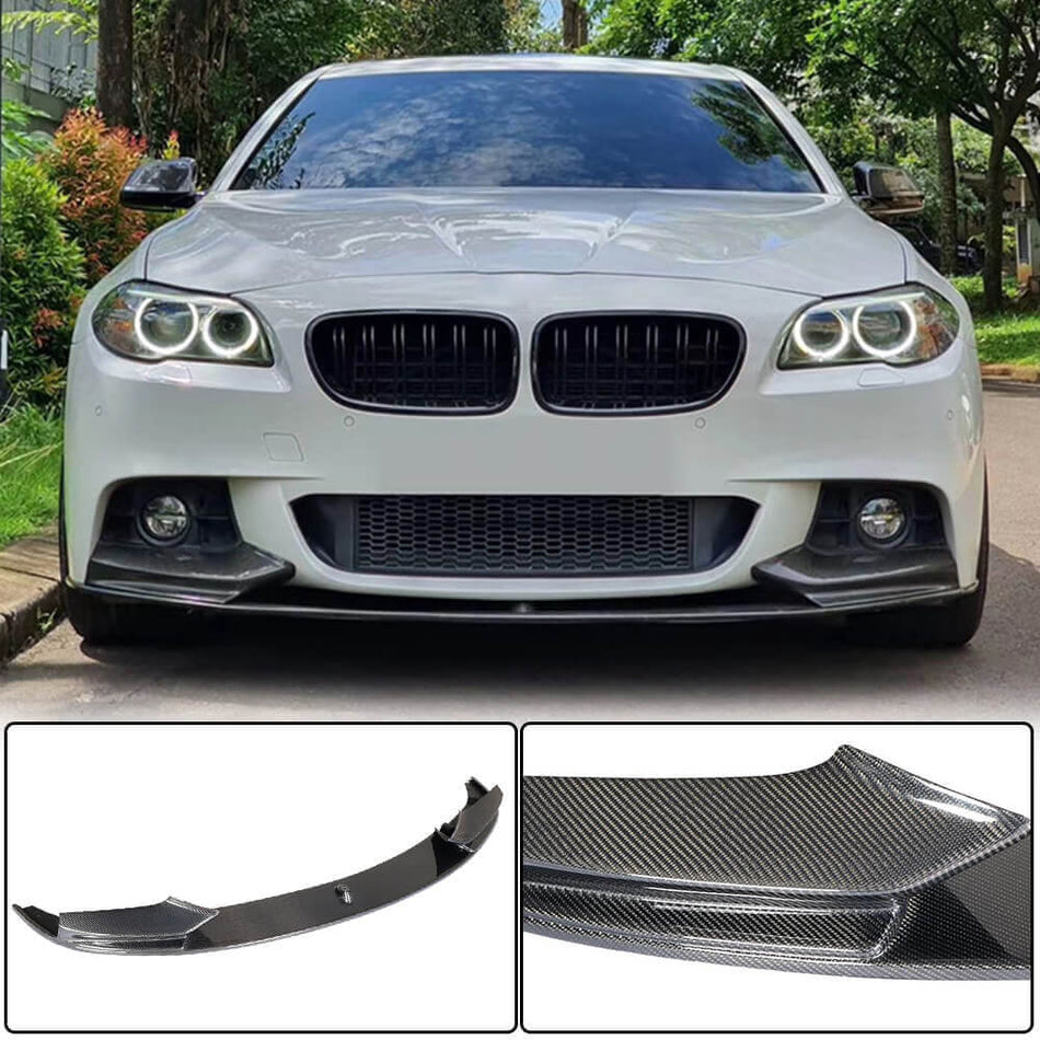 For BMW 5 Series F10 M Sport Carbon Fiber Front Bumper Lip Spoiler | 520i 528i 530i 535i 550i M Tech