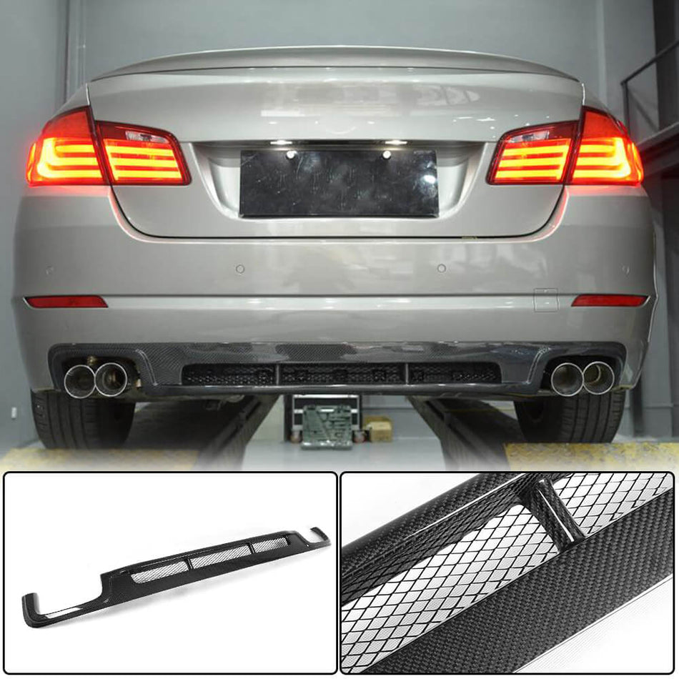For BMW 5 Series F10 Base Sedan Pre-LCI Carbon Fiber Rear Bumper Diffuser Lip Wide Body Kit