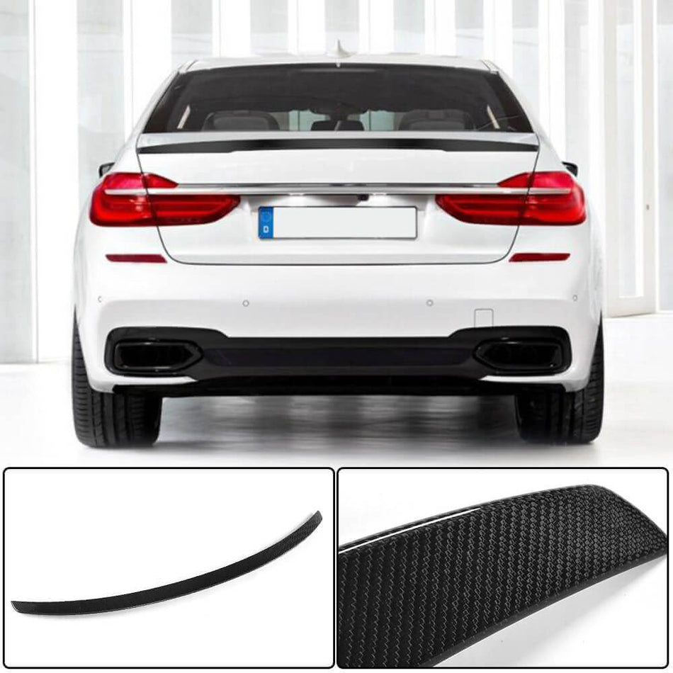 For BMW 7 Series G11 Carbon Fiber Rear Trunk Spoiler Boot Wing Lip | 730i 740i 740e 750i M760Li