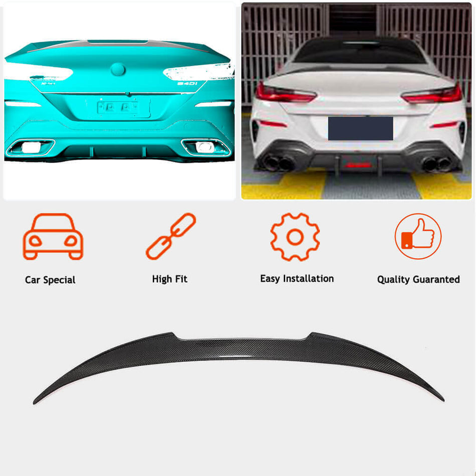 For BMW 8 Series G16 840i M850i F93 M8 Dry Carbon Fiber Rear Trunk Spoiler Boot Wing Lip