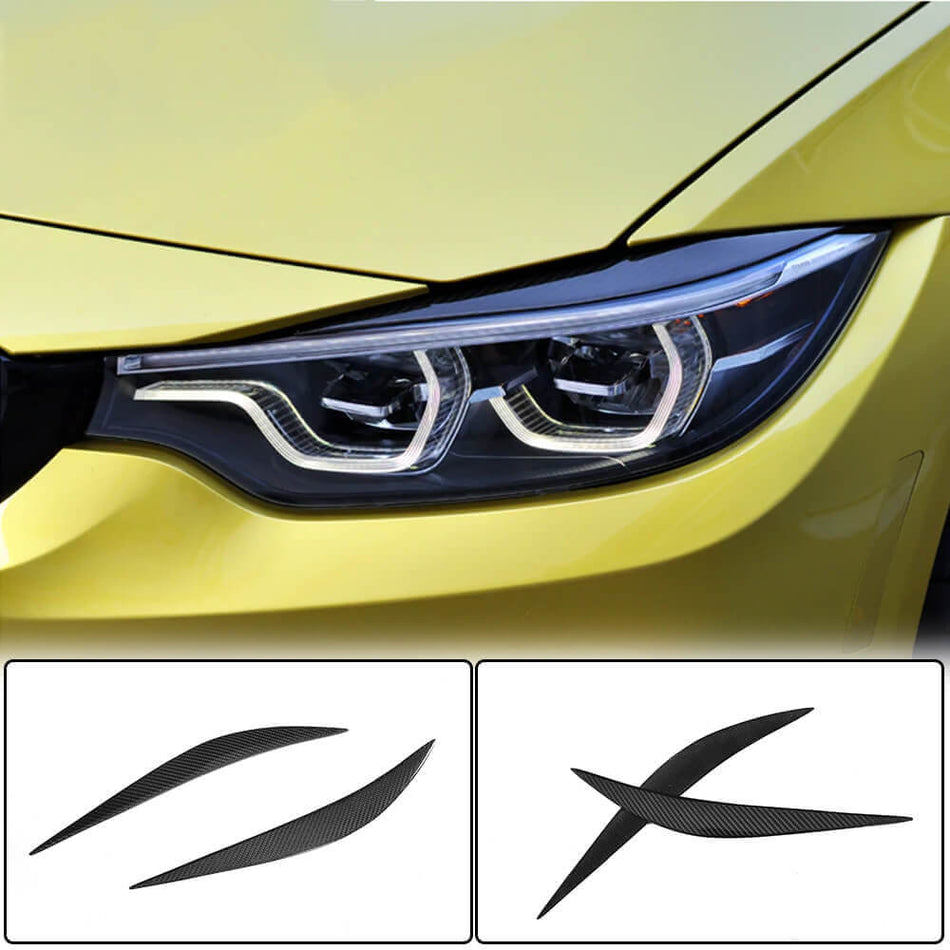 For BMW F32 F33 F36 F80 M3 F82 F83 M4 Dry Carbon Fiber Headlight Eyebrows Lamp Eyelids