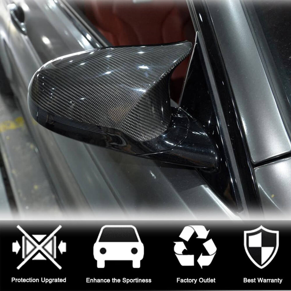 For BMW F80 M3 F82 F83 M4 Dry Carbon Fiber Add-on Side Rearview Mirror Cover Caps Pair