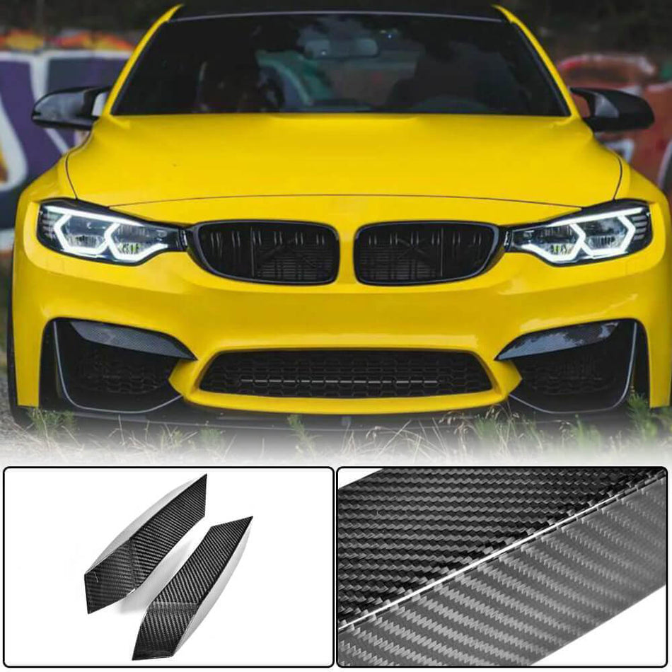 For BMW F80 M3 F82 F83 M4 Dry Carbon Fiber Front Upper Bumper Splitter Canard Cupwing Winglets Vent Flaps