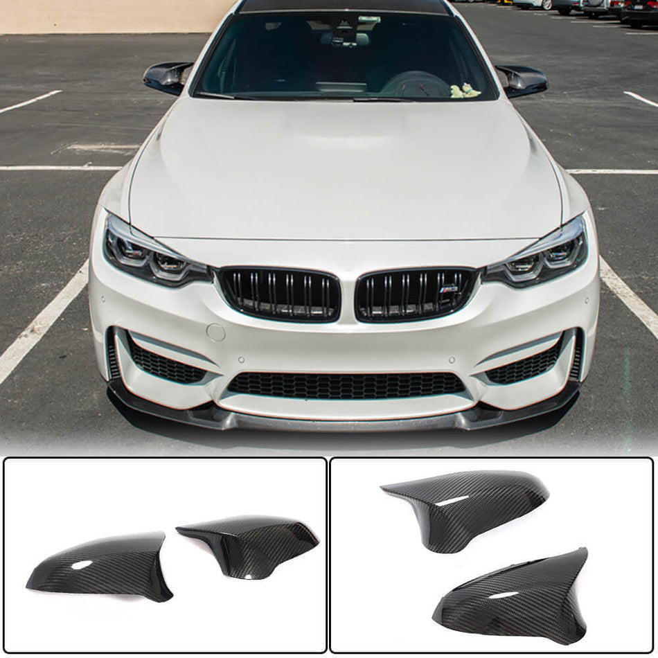 For BMW F80 M3 F82 F83 M4 F87 M2C Dry Carbon Fiber Replacement Side Mirror Cover Caps Pair