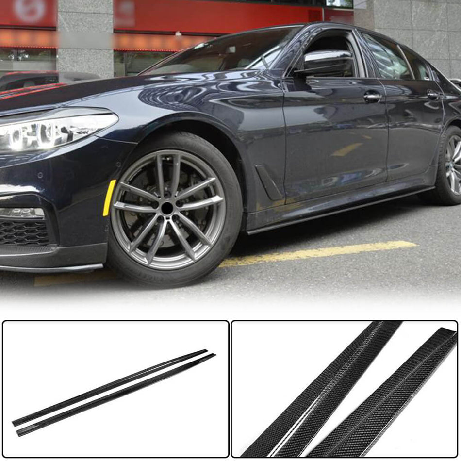 For BMW 5 Series G30 520i 530i 540i M Sport M550i F90 M5 Carbon Fiber Side Skirts Door Rocker Panels Extension Lip