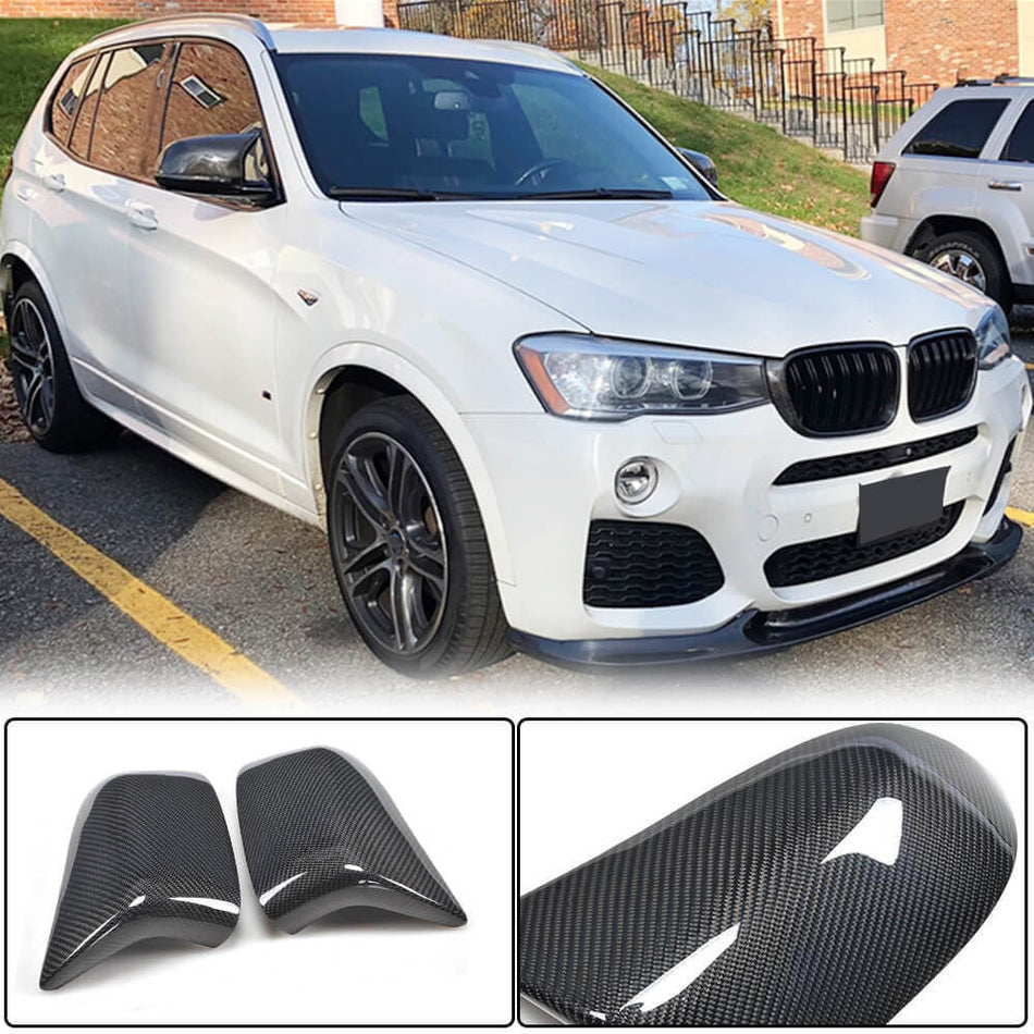 For BMW X3 F25 X4 F26 X5 F15 X6 F16 Carbon Fiber Replacement Rear Side Mirror Cover Pair