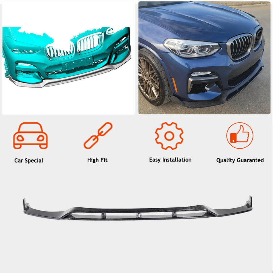 For BMW X3 G01 M40i Carbon Fiber Front Bumper Lip Spoiler Splitter Wide Body Kit