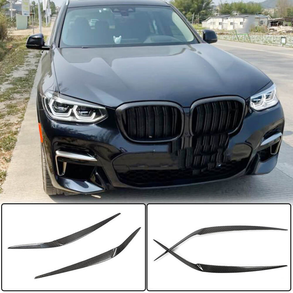 For BMW X3 G01 X4 G02 Carbon Fiber Headlight Eyebrows Lamp Eyelids