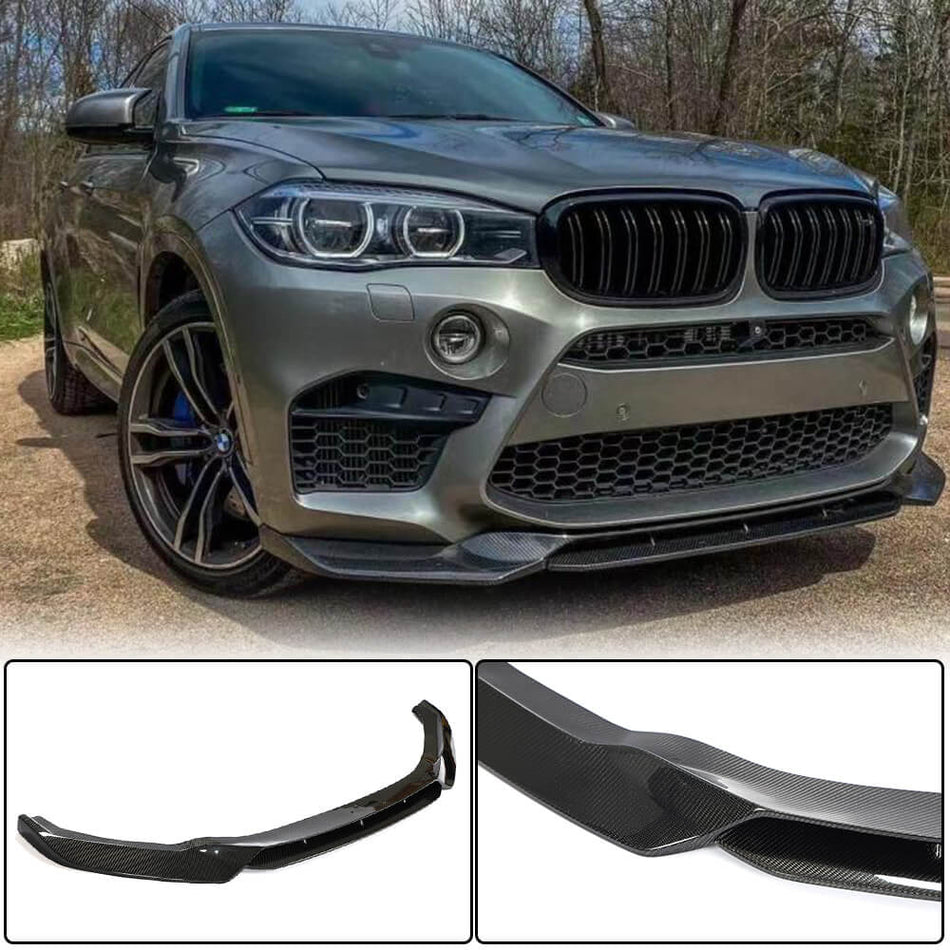 For BMW X5M F85 X6M F86 Carbon Fiber Front Bumper Lip Spoiler Wide Body Kit