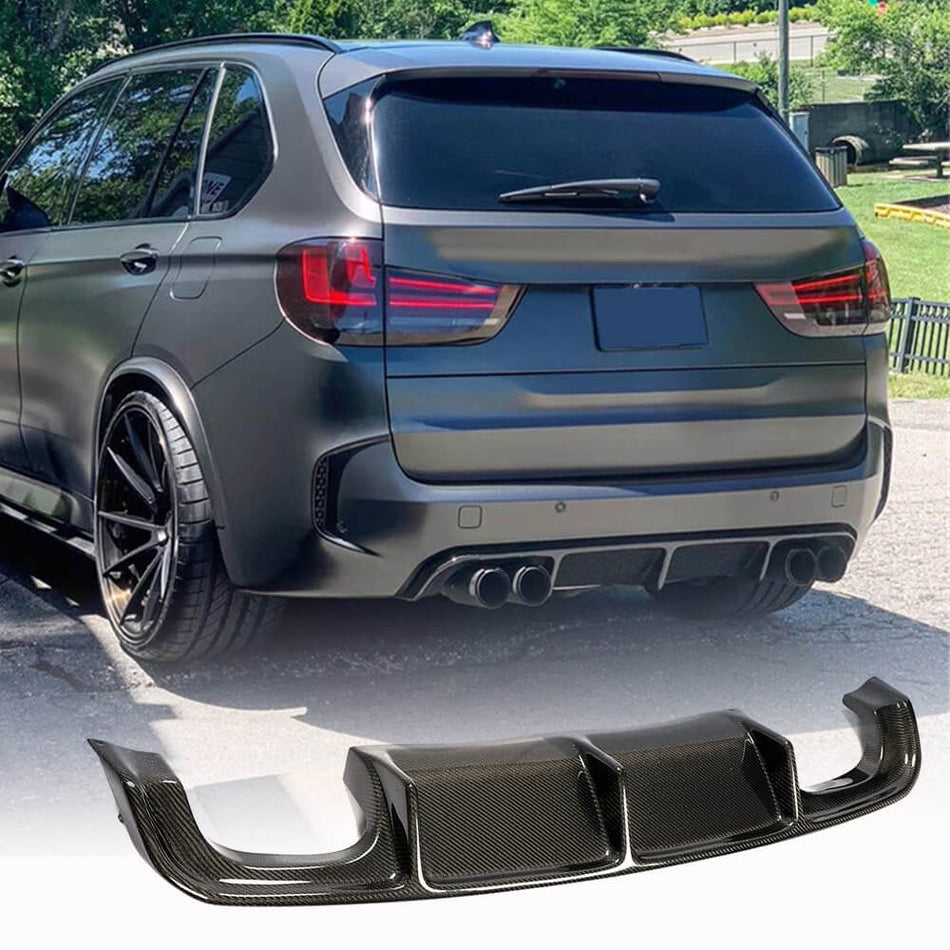 For BMW X5M F85 Carbon Fiber Rear Bumper Diffuser Valance Lip Wide Body Kit