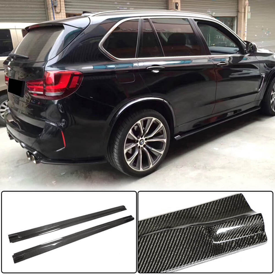 For BMW X5M F85 X6M F86 Carbon Fiber Side Skirts Door Rocker Panels Extension Lip