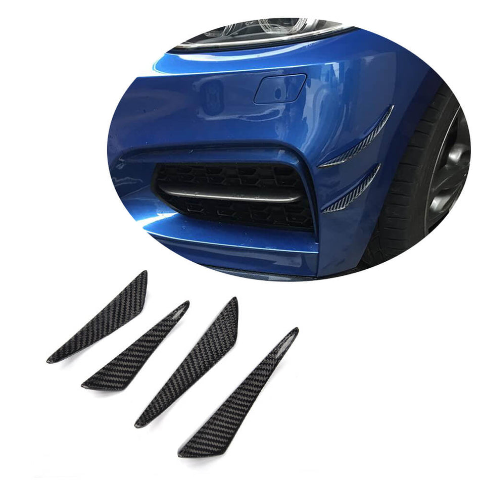 Universal Sedan Coupe Convertible Carbon Fiber Front Bumper Fins Air Vent for BWW Audi Benz
