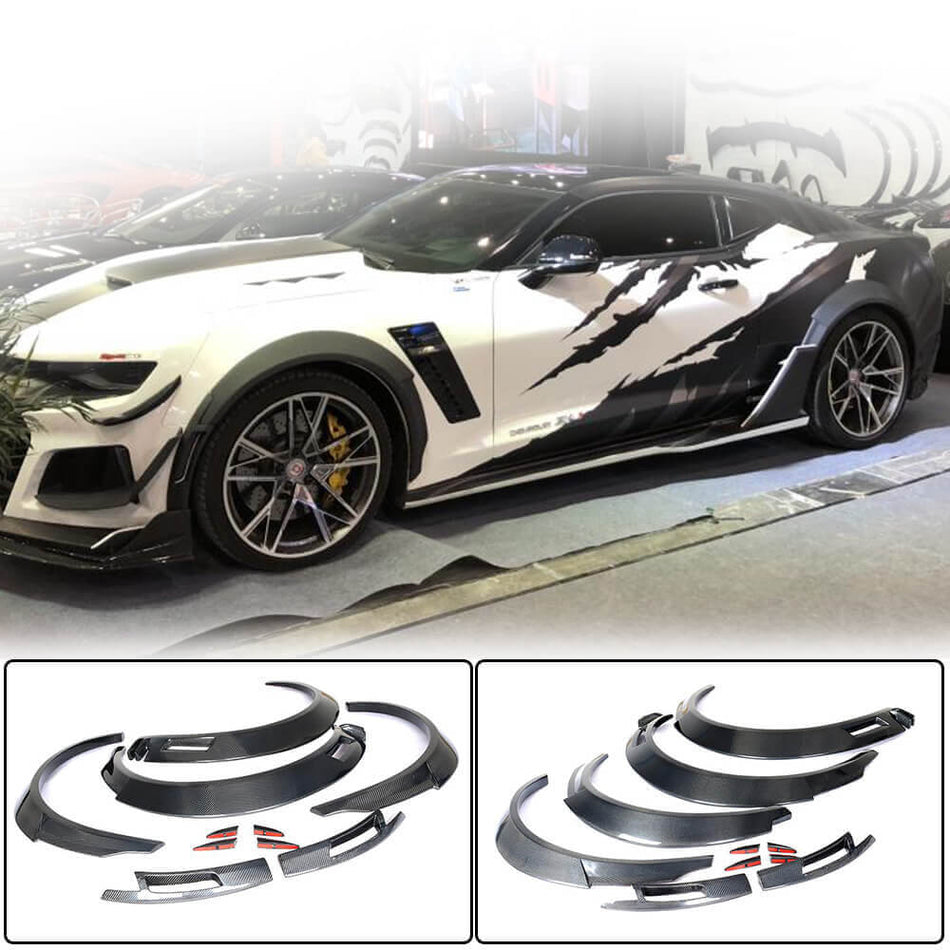 For Chevrolet Camaro LT RS SS LS ZLI Carbon Fiber Wheel Eyebrow Arch Trims Fender Flares Lips Wide Body Kits