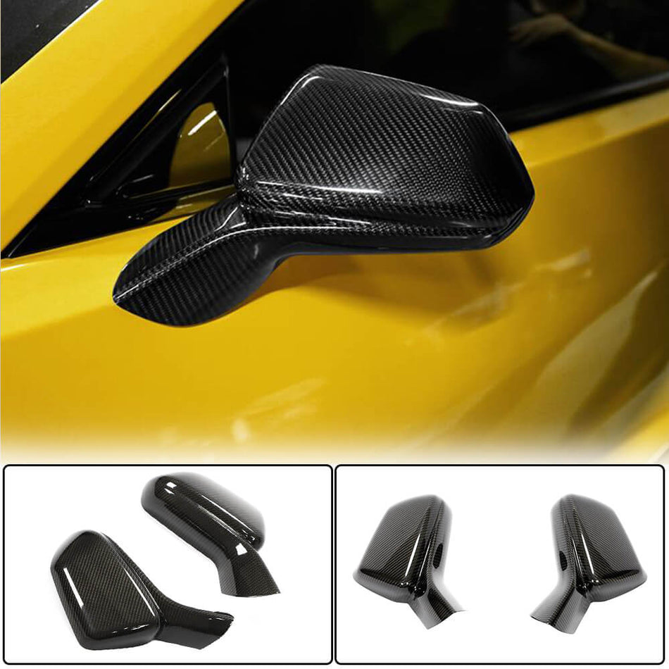 For Chevrolet Camaro 2016-2019 Dry Carbon Fiber Add-on Side Rearview Mirror Cover Caps Pair | LT SS RS ZL1