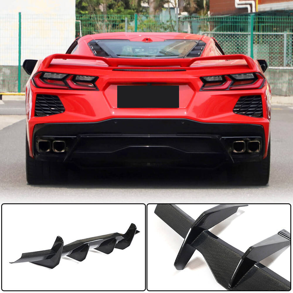 For Chevrolet Corvette C8 Carbon Fiber Rear Bumper Diffuser Valance Lip