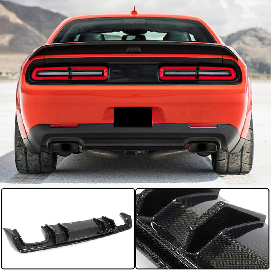 For Dodge Challenger Carbon Fiber Rear Bumper Diffuser Valance Lip Wide Body Kit
