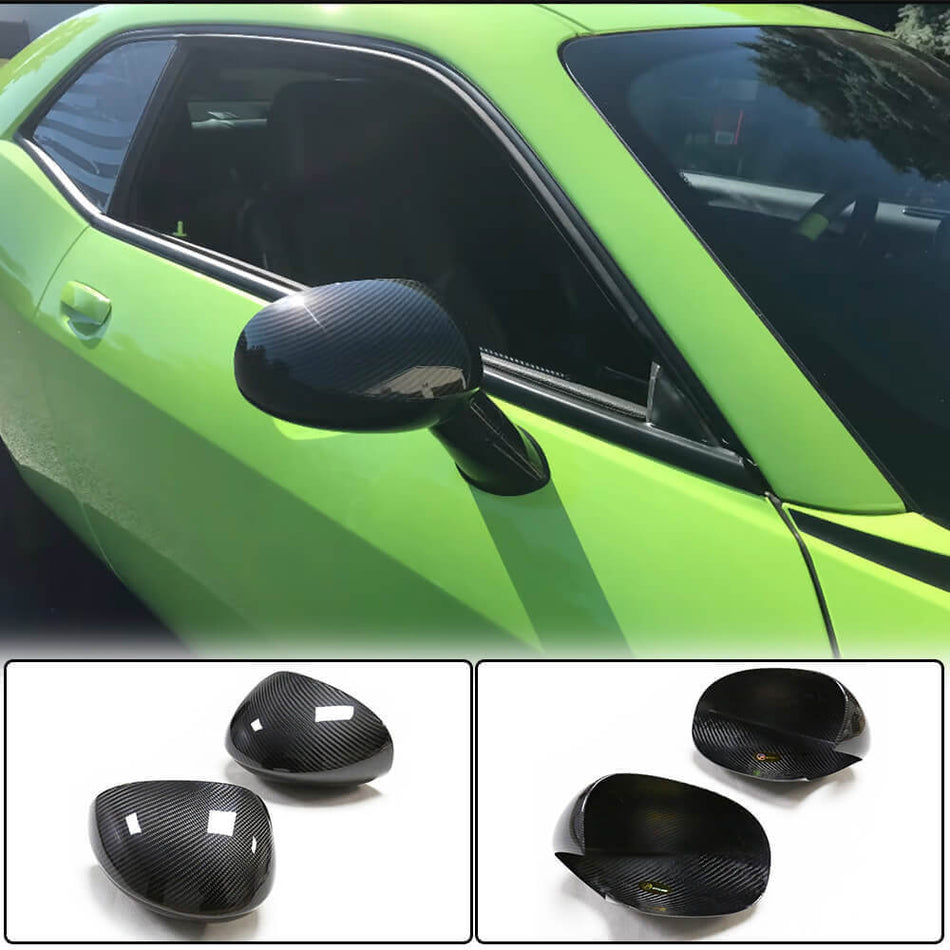 For Dodge Challenger 2008-2022 Dry Carbon Fiber Add-on Side Mirror Cover Caps Pair