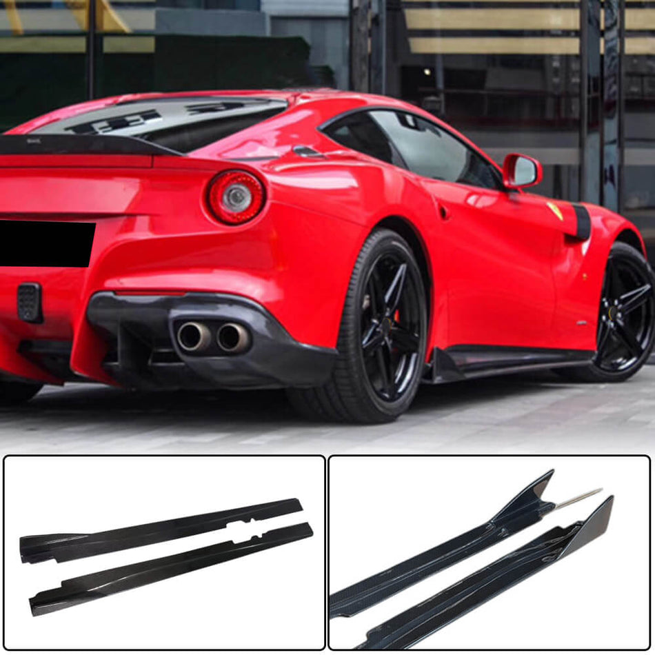 For Ferrari F12 Berlinetta Carbon Fiber Side Skirts Door Rocker Panels Extension Lip