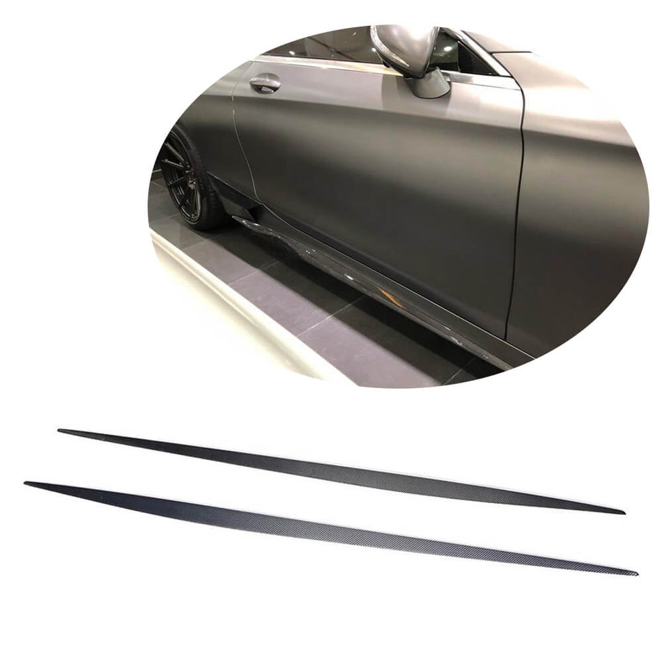 For Mercedes Benz C217 S500 S550 Sport Coupe 15-17 Carbon Fiber Side Skirts Door Rocker Panels Extension Lip
