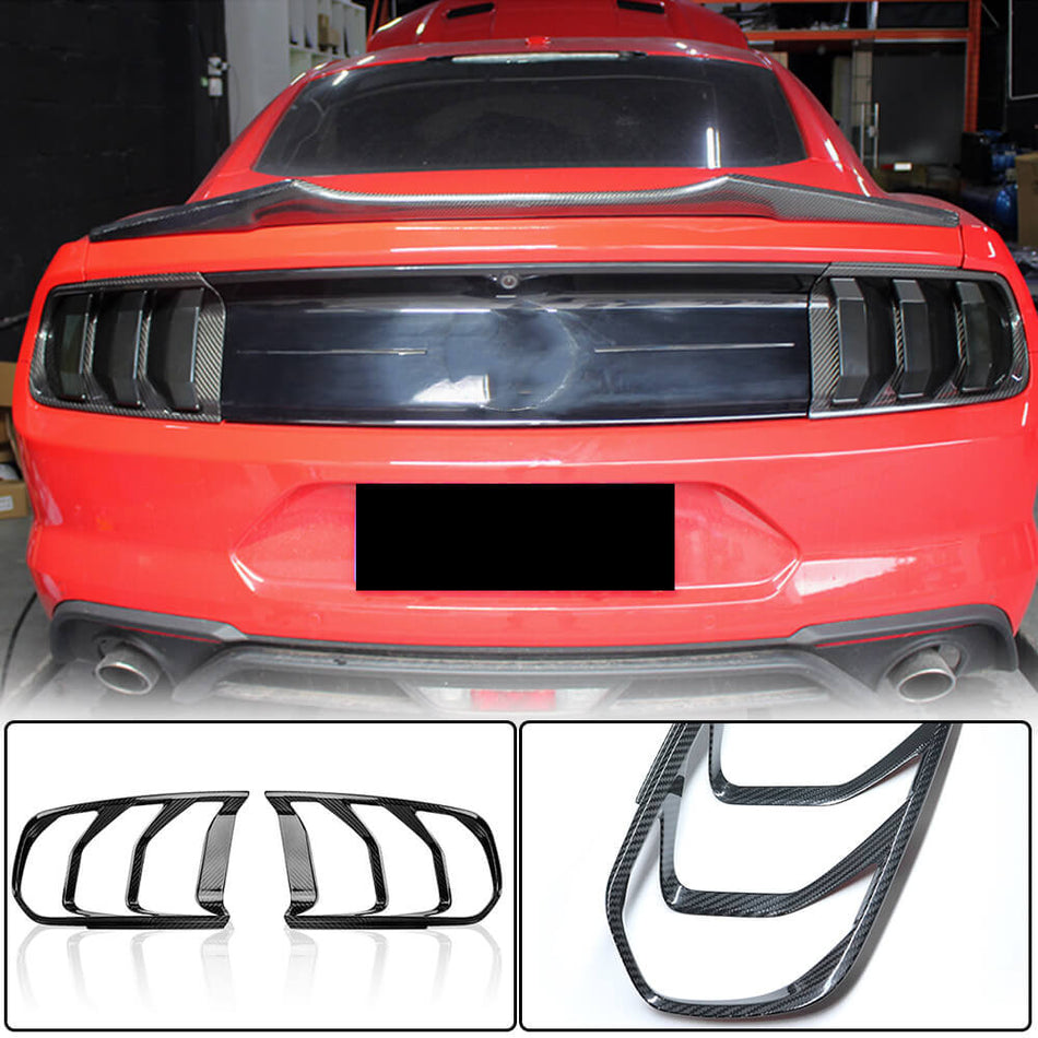 For Ford Mustang 2018-2022 Carbon Fiber Rear Tail Lamp Grille Cover Trims