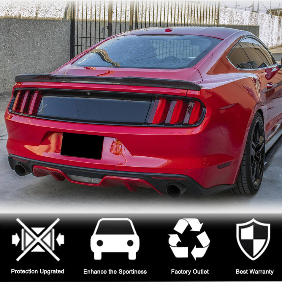 For Ford Mustang Coupe Carbon Fiber Rear Trunk Spoiler Wing Lip Car Spoiler | V6 V8 GT Shelby GT350R