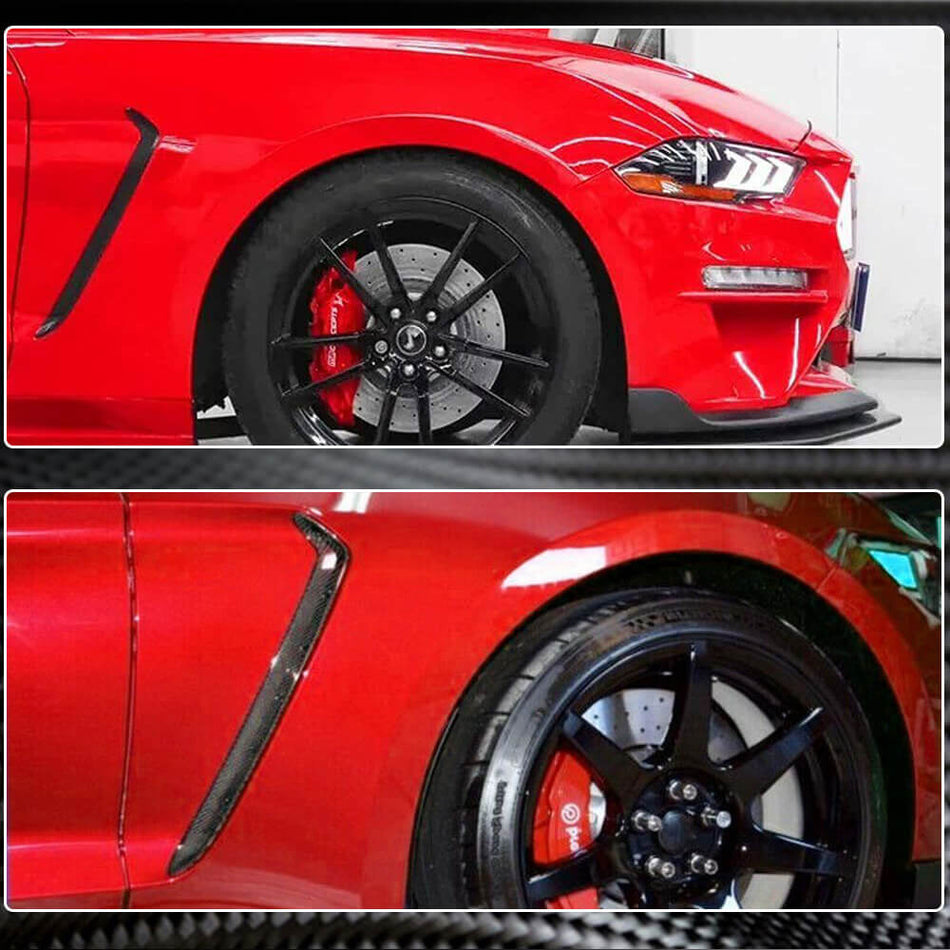For Ford Mustang 2018-2020 Carbon Fiber Side Air Fender Vent Trim Aero Body Kits | V8 GT Shelby GT350R EcoBoost