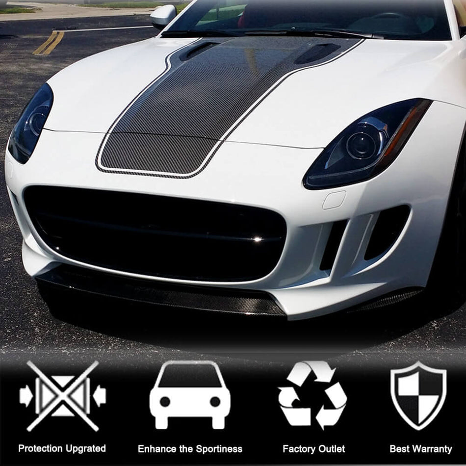 For Jaguar F-TYPE 3.0 2013-2017 Carbon Fiber Front Bumper Center Lip Spoiler Cover Trim