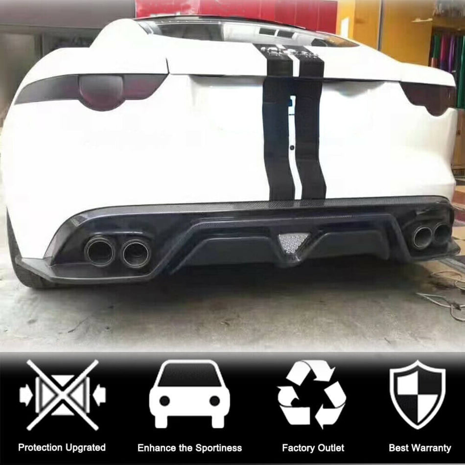 For Jaguar F-TYPE X152 Carbon Fiber Rear Bumper Diffuser Valance Lip