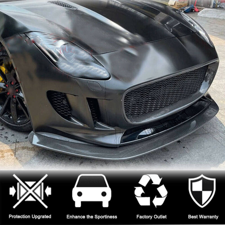 For Jaguar F-type 2013-2016 Carbon Fiber Front Grille Frame Bumper Grill Outline Trim Decoration Emblem
