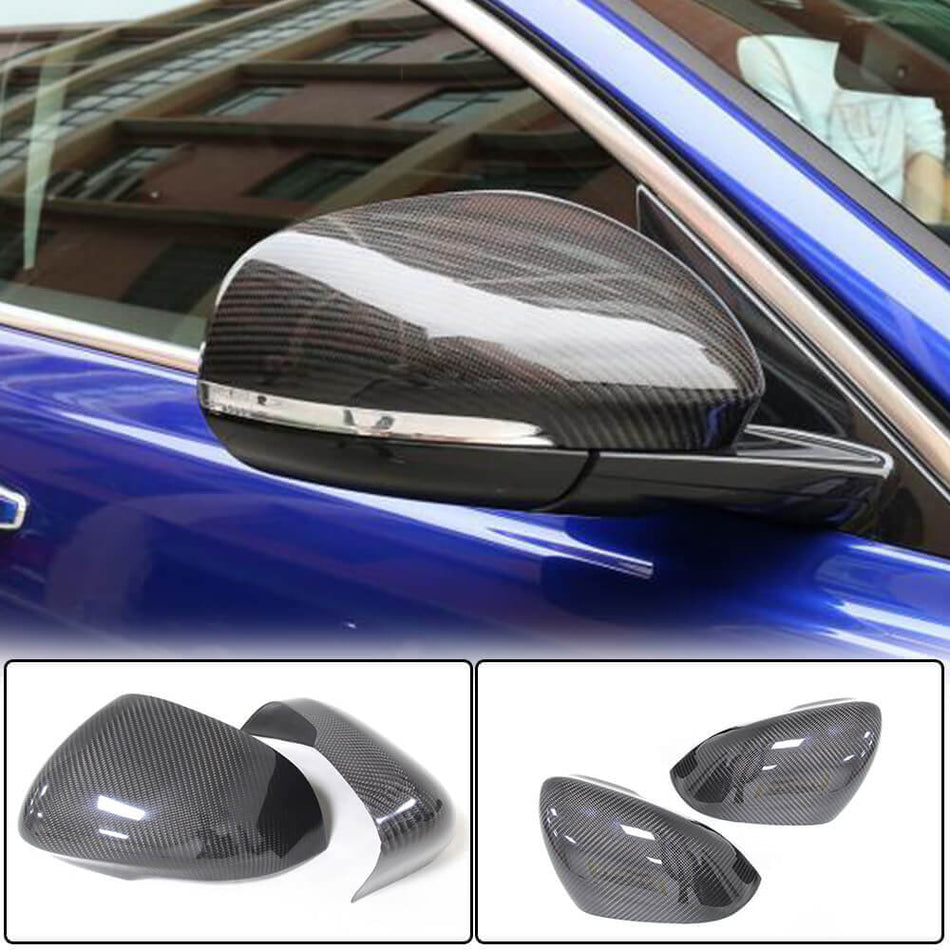 For Jaguar XE/XF/XJ/XK Carbon Fiber Side Rearview Mirror Cover Caps Pair
