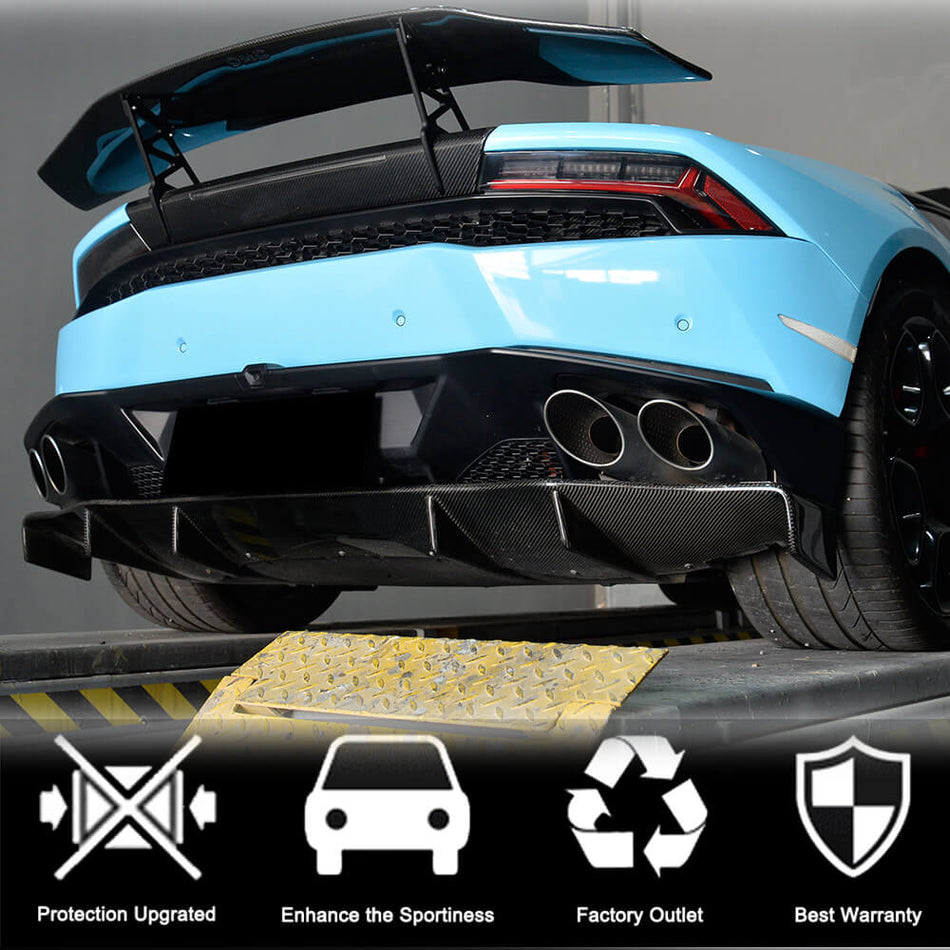 For Lamborghini Huracan LP-610 Dry Carbon Fiber Rear Bumper Lower Diffuser Lip Wide Body Kit