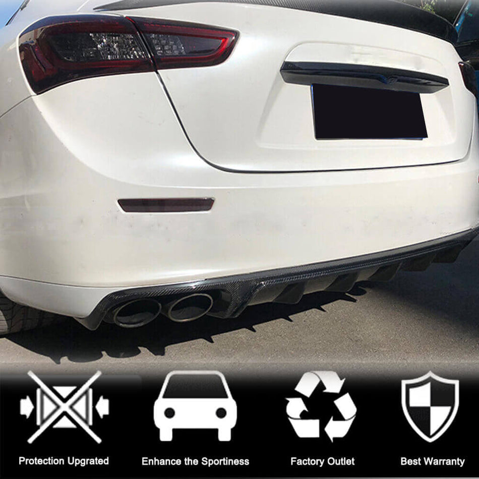 For Maserati Ghibli S Q4 M157 Pre-facelift Carbon Fiber Rear Bumper Diffuser Valance Lip