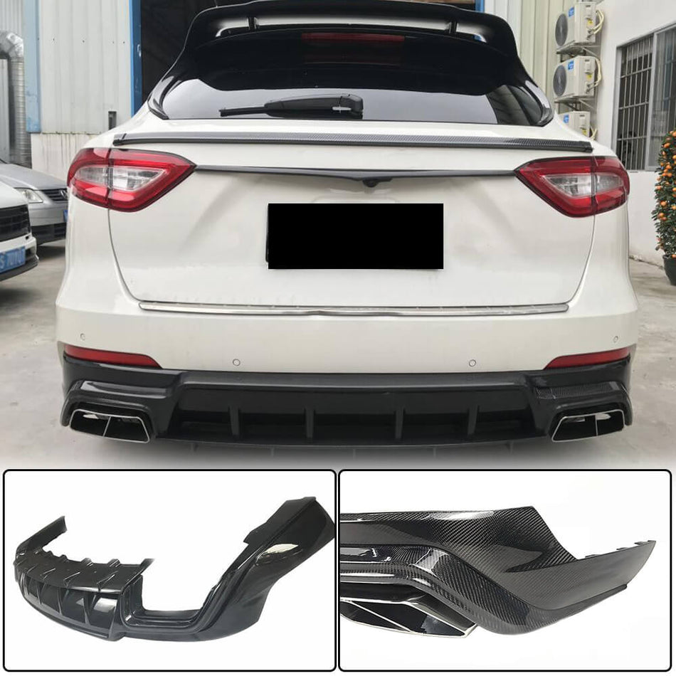 For Maserati Levante Carbon Fiber Rear Bumper Diffuser Valance Lip Wide Body Kit