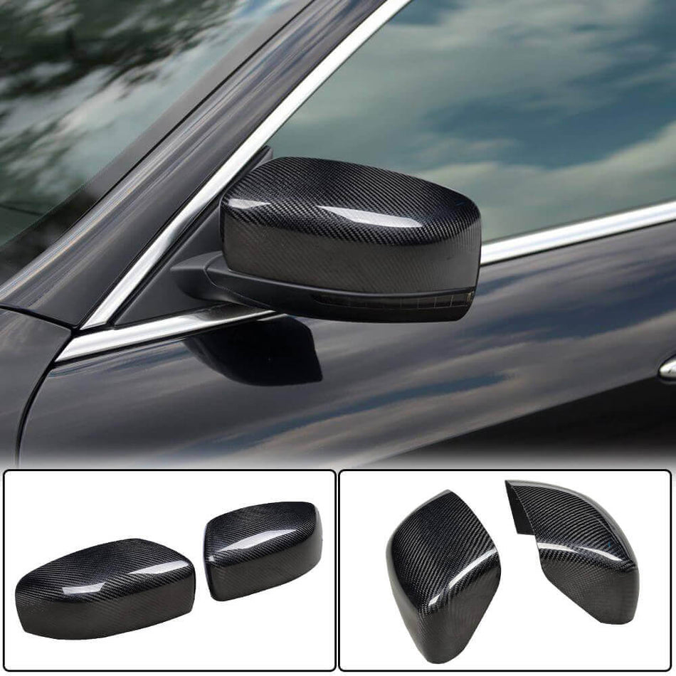 For Maserati Quattroporte QP Ghibli Dry Carbon Fiber Add-on Side Mirror Cover Caps Rearview Sticker Outside Shell Pair